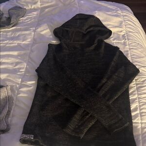 Black Alpaca Hooded Sweater
